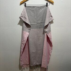 NWT John Hanly Oversized Merino Scarf Baby Pink Glencheck